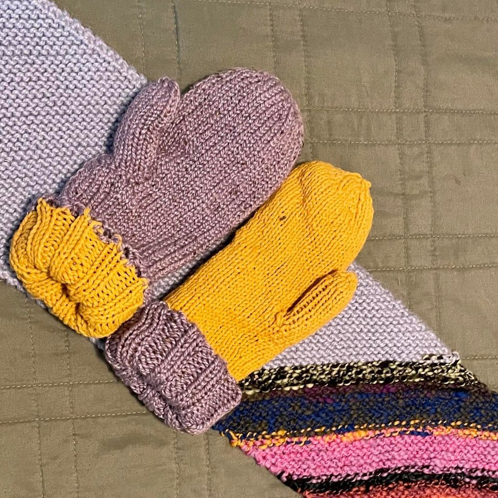 Hand Knit Scarf and Mittens